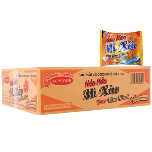 Picture of ACECOOK Hao-Hao Shrimp & Onion Mi Xao Kho Tom Hanh 75g (Pack of 30 Bags)