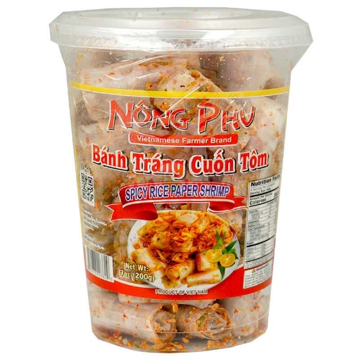 Picture of Vietnamese Farmer Brand Spicy Shrimp Rice Paper Rolls Nong Phu Banh Trang Cuon Tom 7 oz