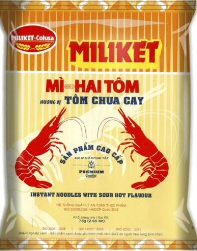 Picture of Miliket-Colusa Instant Ramen Noodles with Sour Hot Shrimp Flavor (Pack of 10)