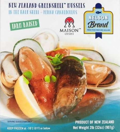 Picture of New Zealand Half-Shell Green Mussels Frozen 2lbs