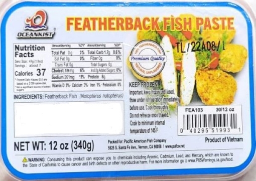 Picture of Oceankist Featherback Fish Paste Frozen 12oz Pack